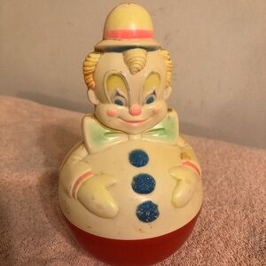 Vintage 1977 Sanitoy Inc Roly Poly Chime Jingle Clown